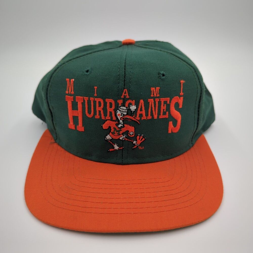 Vintage Miami Hurricanes Snapback Hat Mascot Letters Designer Award